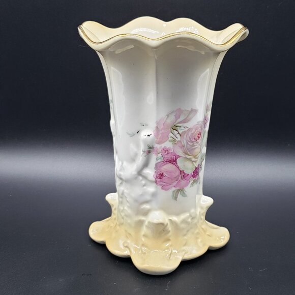 Old Foley by James Kent Yellow White Pink Rose Bouquet Ceramic Vase - Picture 9 of 13